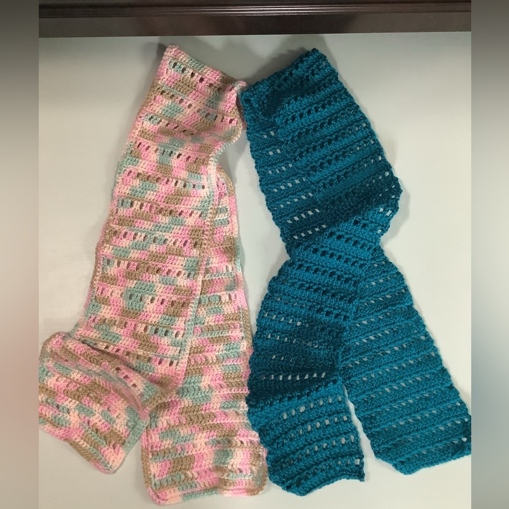 Bundle of 2 handmade crochet scarves